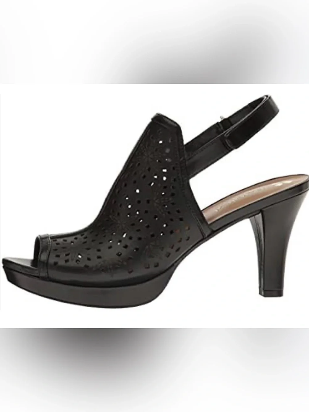 Naturalizer Paige Women’s Black Perforated Peep-Toe Slingback Heels 8.5M